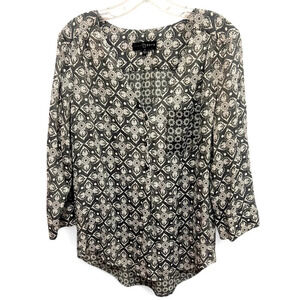 Fred David Grey Blouse Hi Low Hem with front pocket size medium
